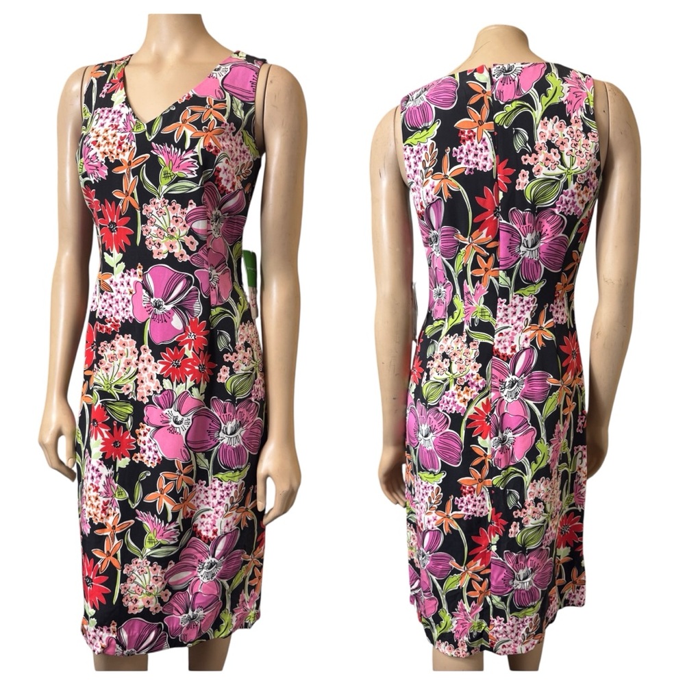 Lilly Pulitzer Lena Dress size‎ 2 Flower Market Sleeveless Midi V Neck NWT Silk